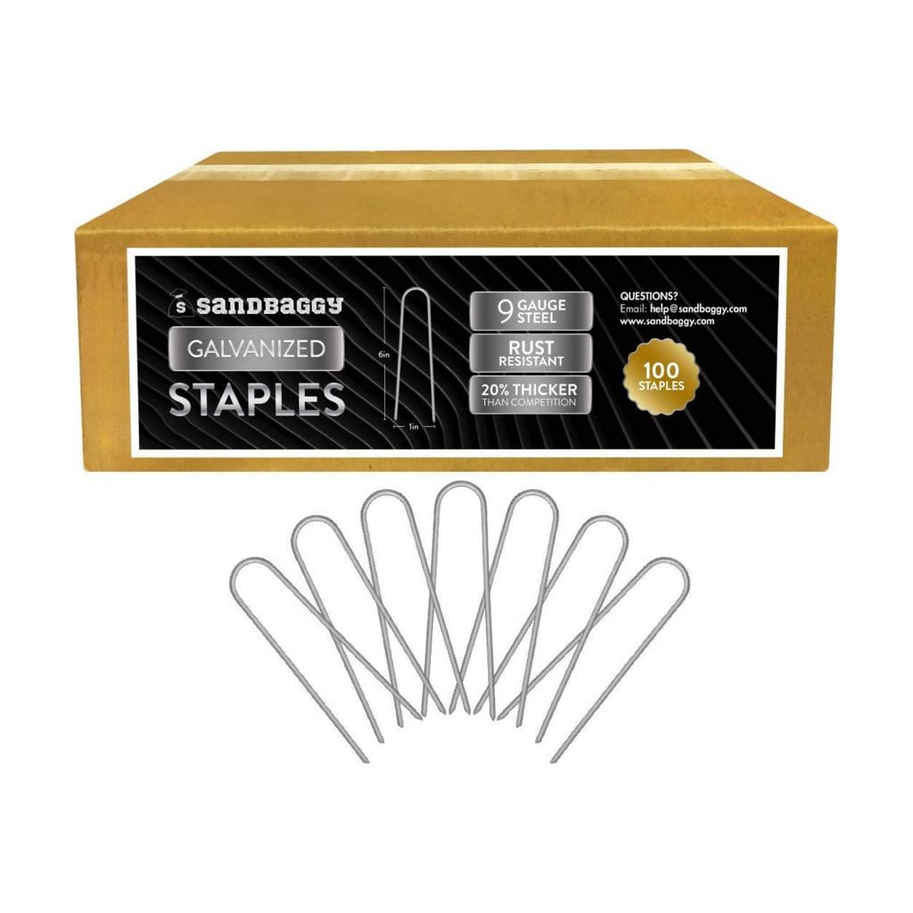 Sandbaggy Galvanized 6-Inch Landscape Staples | Industrial Grade 9 Gauge Steel | Also Called Fabric Pins, Garden Earth