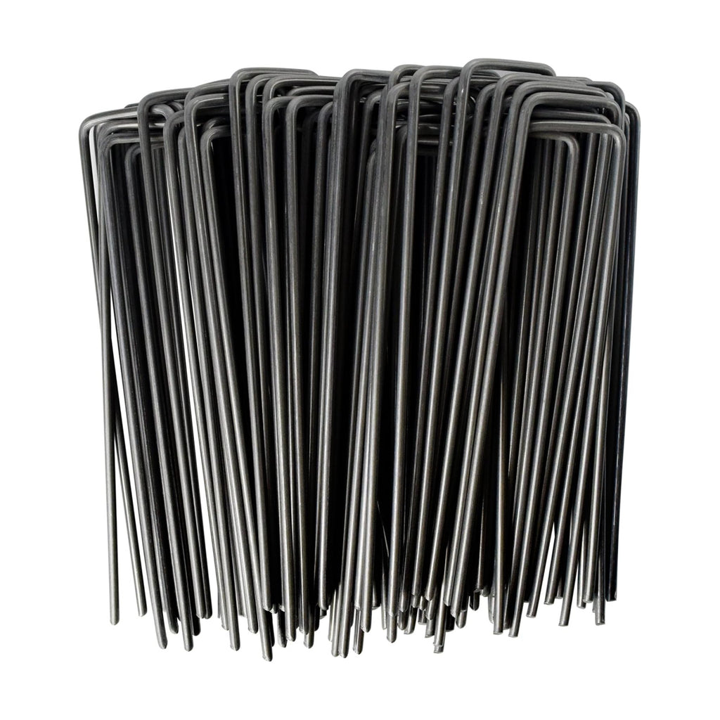 MySit 6" Garden Staples Landscape Stakes Ground Pins 100 Pack | Lawn Staples Weed Fabric Staple, Heavy Duty
