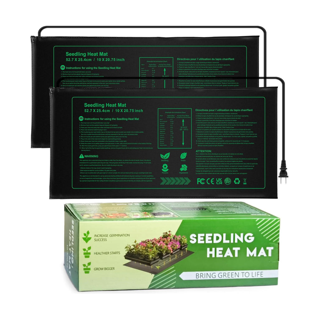 NAMOTEK 2 Pack Seedling Heat Mat, Durable Waterproof Seed Germination Heating Mat, Warm Hydroponic Plant Heating Pad