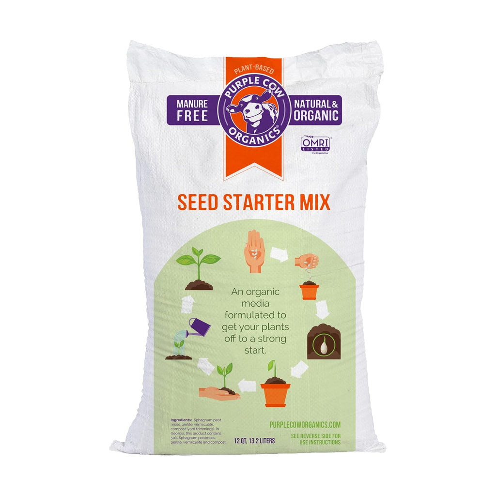Purple Cow Organics Seed Starter 12 Quart Bag, All Natural and Organic, Fast Seedling Germination, Grows Strong Roots