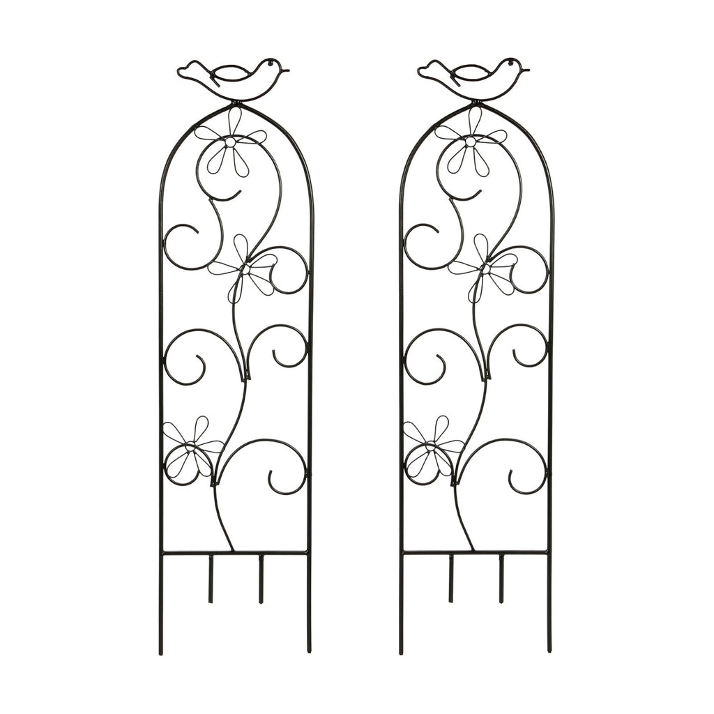 Hosley Set of 2 Iron Garden Trellis Panels – 28” Decorative Plant Support for Climbing Plants, Outdoor Yard, Patio