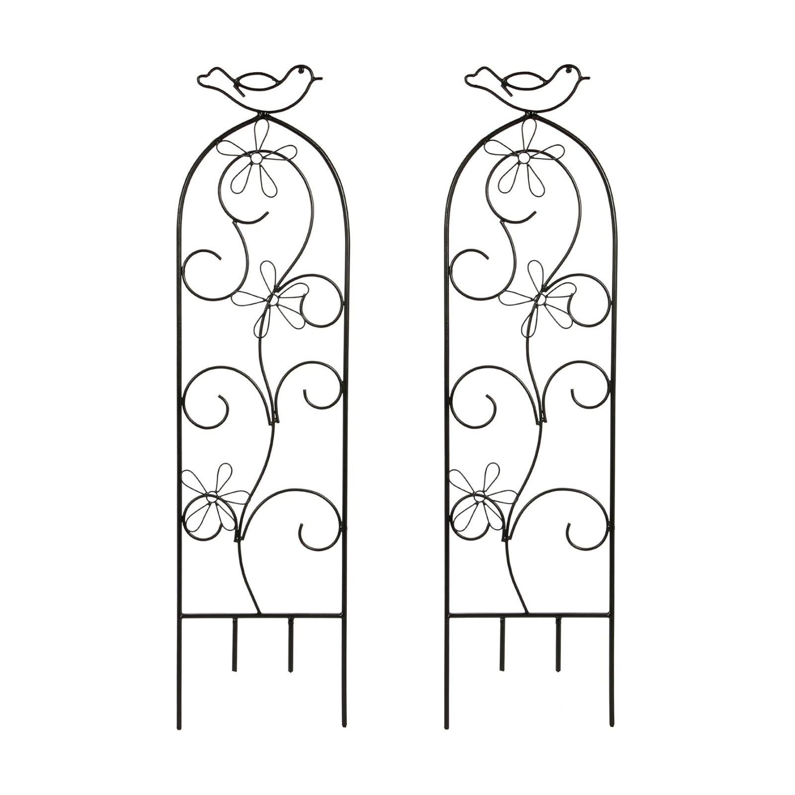 Hosley Set of 2 Iron Garden Trellis Panels – 28” Decorative Plant Support for Climbing Plants, Outdoor Yard, Patio