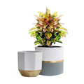 LA Jolie Muse Ceramic Flower Pots, 6.7 & 5.4 Inch Indoor Plant Pot Set of 2 | Modern Decorative Indoor Planters with
