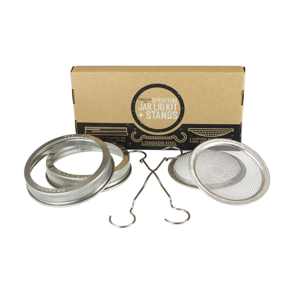 Sprouting Kit - 2 Pack - 316 Stainless Steel Wide Mouth | Curved Mesh, Fits Most Wide Mouth Mason Jars Grow Your Own
