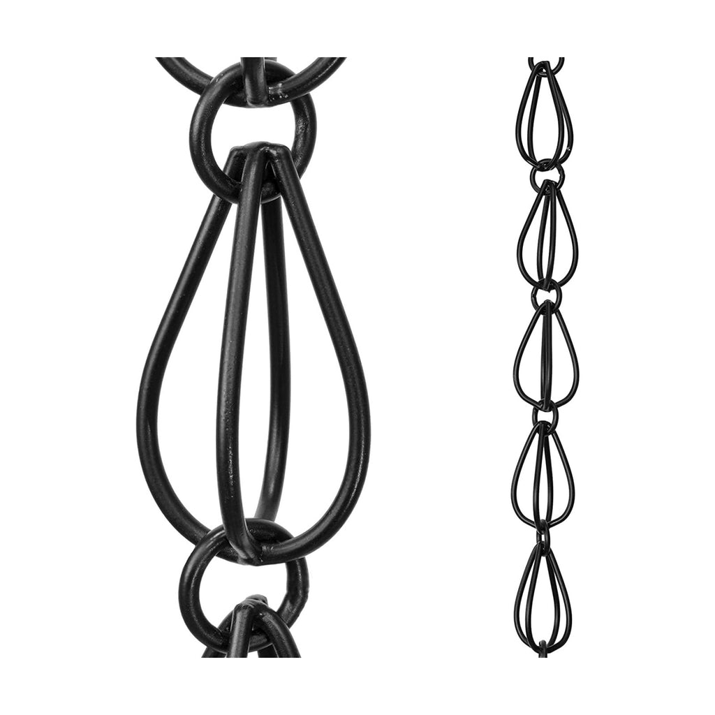 Monarch Rain Chains Aluminum Teardrop Black Rain Chains for Gutters – 8.5 ft Black Decorative Rainchain Outdoor Durable