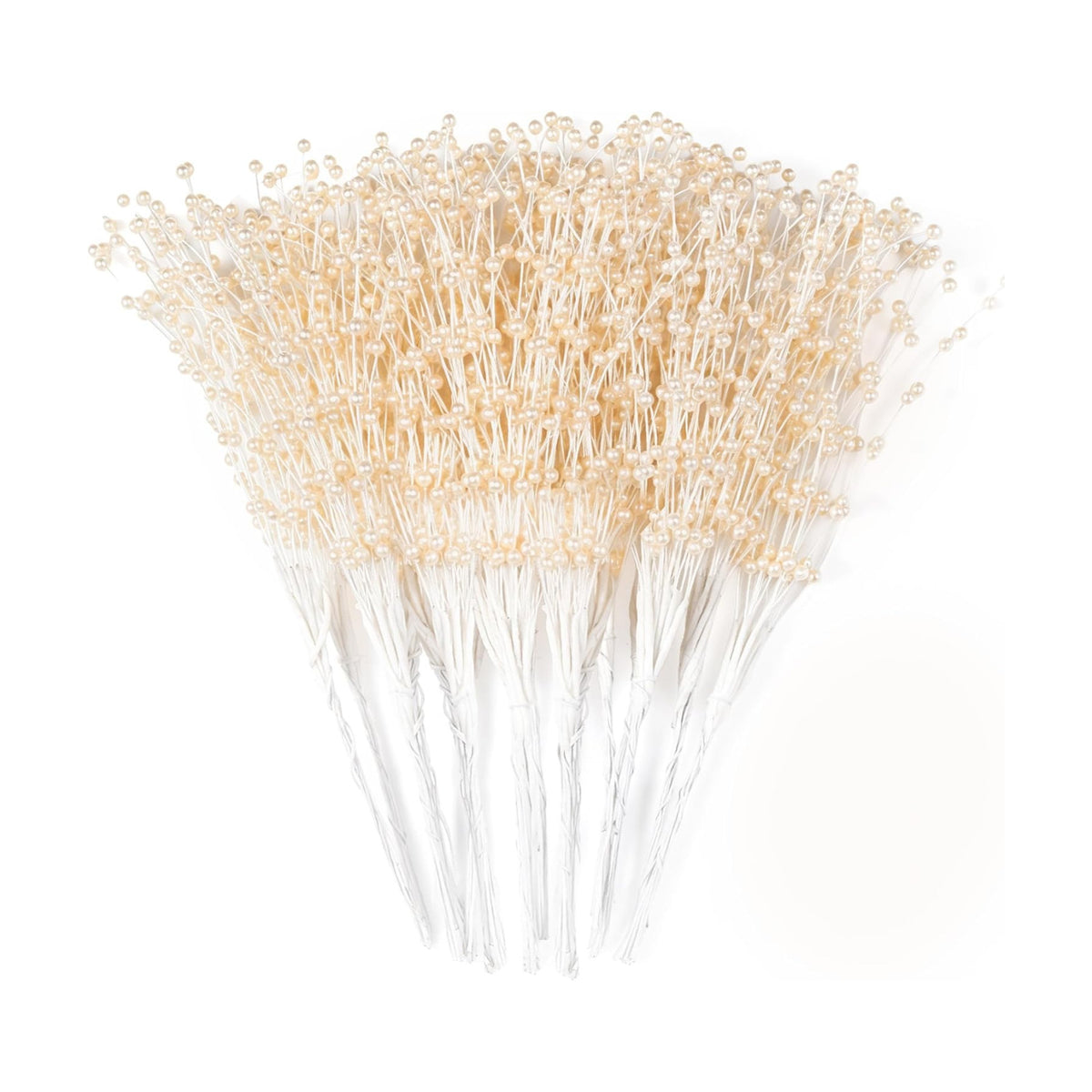 100 Pcs Floral Picks, Ivory Pearl Sticks Stems for Bridal Weddings Bouquets