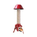 Roamwild PestOff Red Squirrel Proof Cardinal Bird Feeder Mixed Seed Sunflower Heart Version - RED - 3LBS Seed Capacity – 20.5”x7.5”x7.5” (w/Hanger)