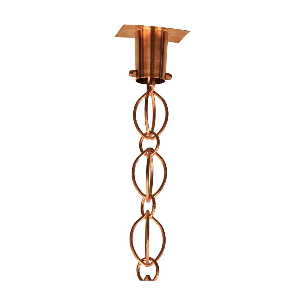 Oval Loop Copper Rain Chain and Installation Kit (10 Foot)