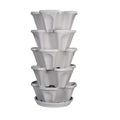 Mr. Stacky© 5-Tier 13 inch Wide - (Stone Color) Strawberry and Herb Garden Planter - Stackable Gardening Pots with 10