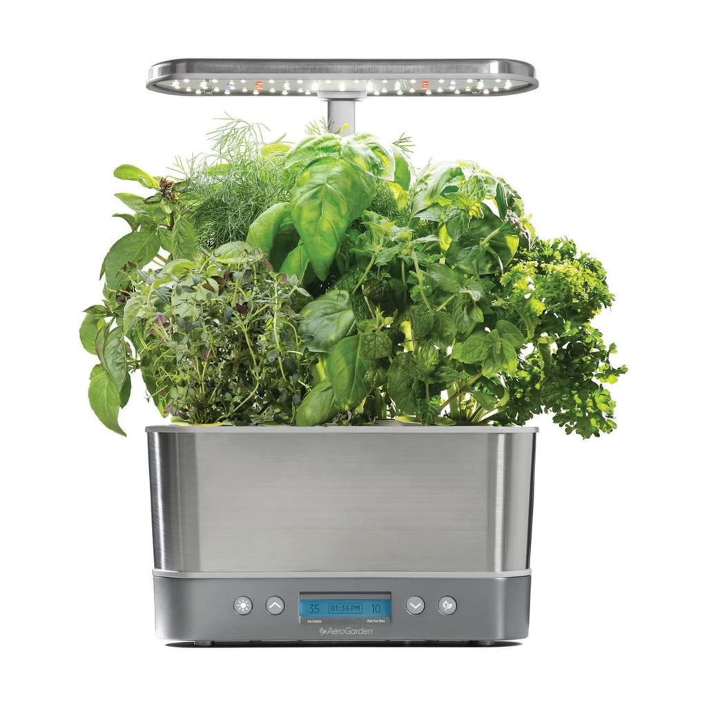 AeroGarden Harvest Elite, Stainless Steel | Indoor Garden with LED Grow Light
