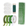 Woohome Floral Arrangement Tool Kit Floral Tape Stem Wrap 1/2 Inch, 26 Gauge Green Floral Stem Wire, 22 Gauge Green Paddle Wire and 100 PCS Ball Head Pins for Wedding Bouquet DIY