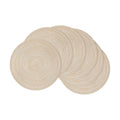 SHACOS 15 inch Round Placemats Set of 6, Cotton Polyester Woven Braided Place Mats, Washable Heat Resistant Circle Table Mats for Dining Table (Beige, 6)
