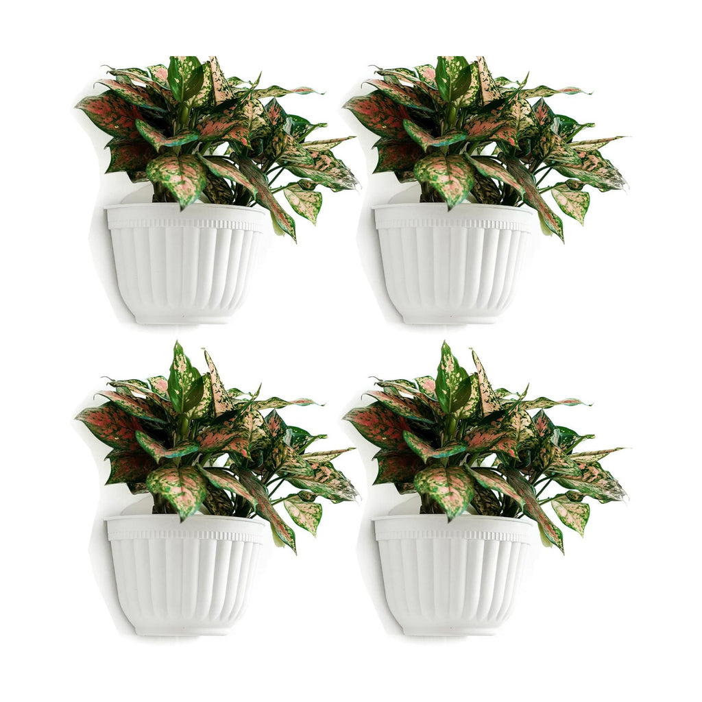 ORIMERC 4 Pack White Wall Planter Pots Vertical Living Wall Hanging Planters Wall Mounted Planter Holder with Drainage