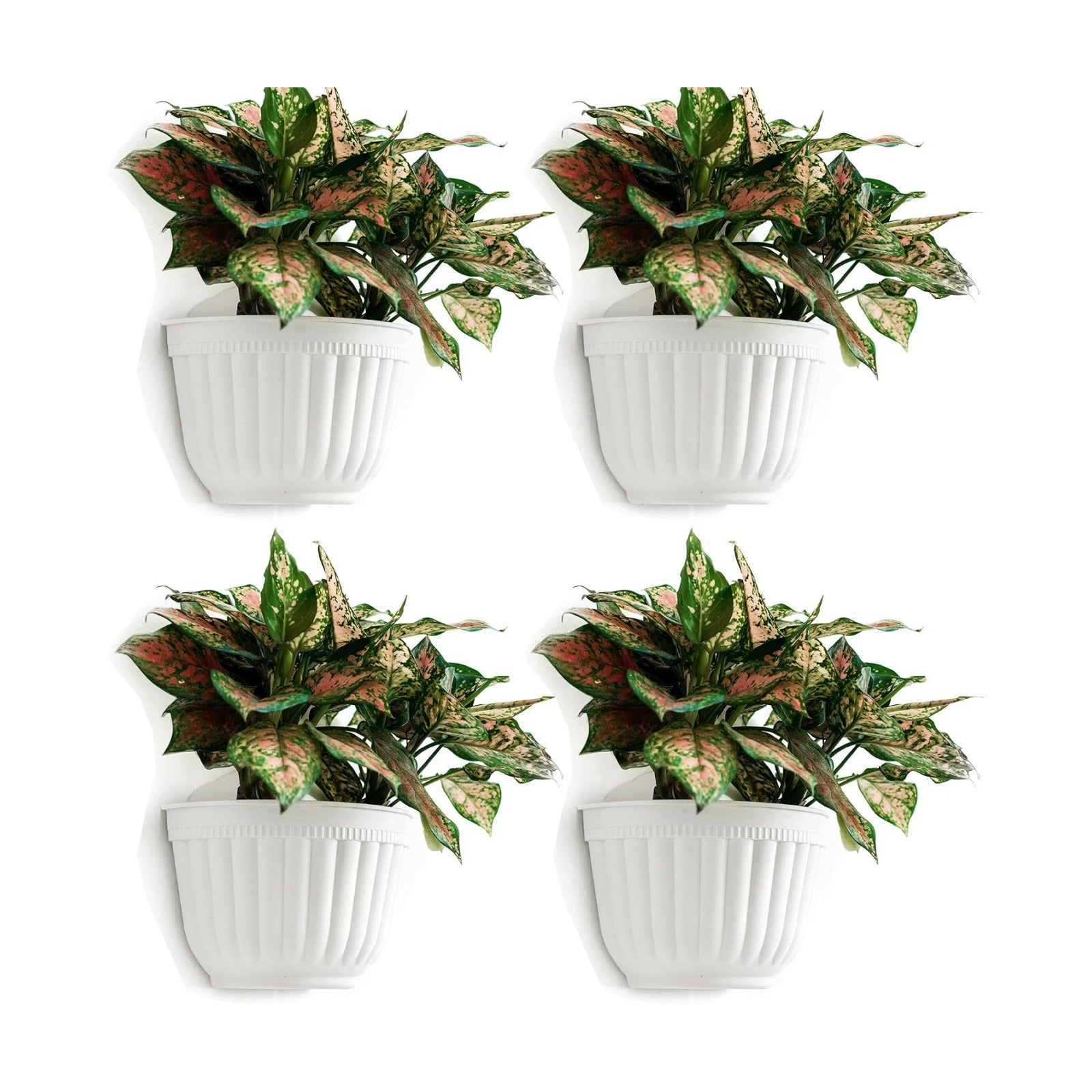 ORIMERC 4 Pack White Wall Planter Pots Vertical Living Wall Hanging Planters Wall Mounted Planter Holder with Drainage