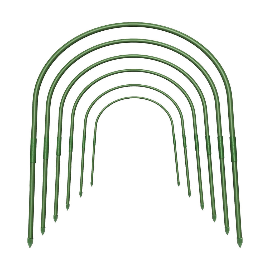 6Pcs Greenhouse Hoops, 23.6" x 25.6" Garden Hoops Rust-Free Grow Tunnel 4.9ft Long Steel with Plastic Coated Support