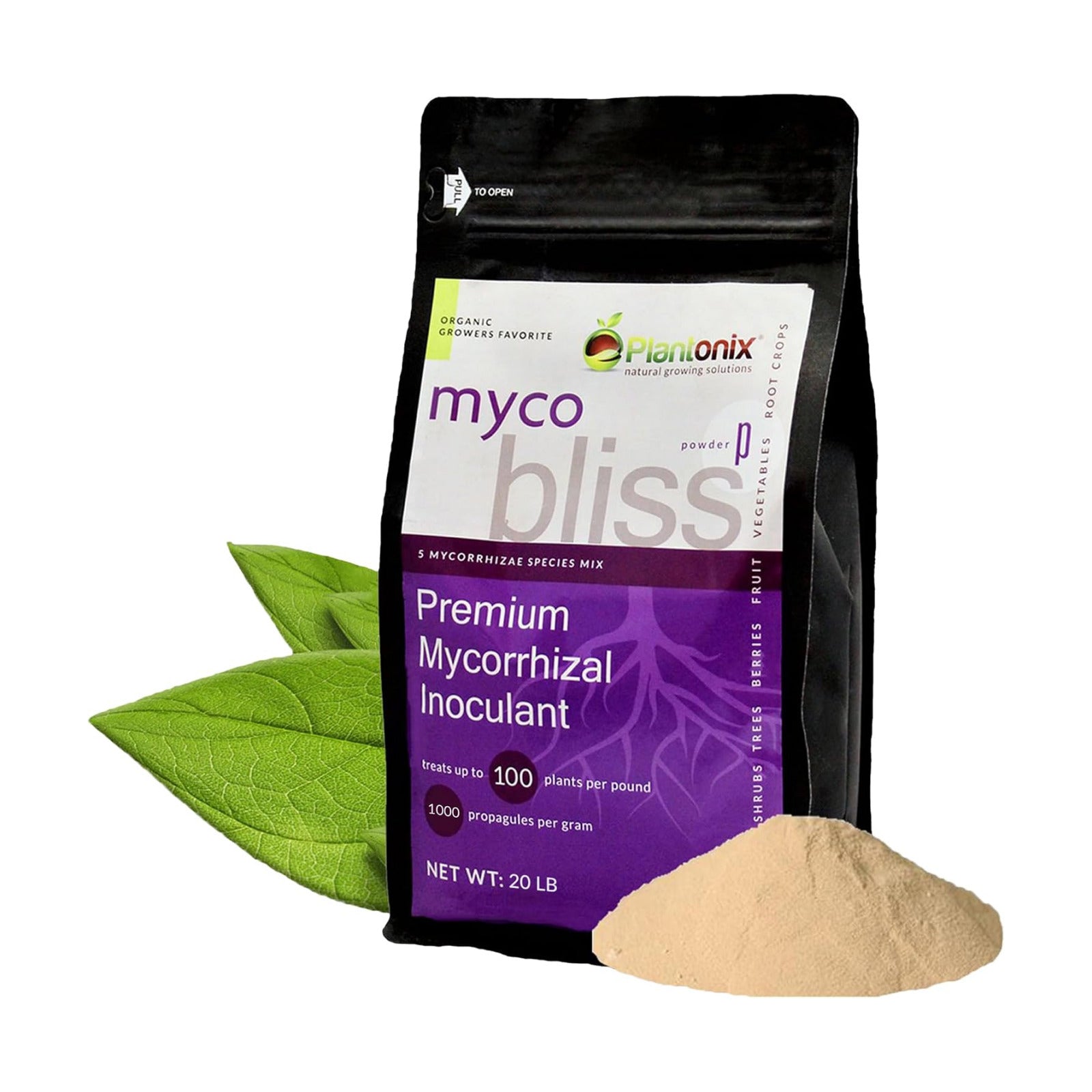 Myco Bliss Powder (20lbs) - Mycorrhizal Fungi for Soil - 5 Strain Mycorrhizal Inoculant with 1000 Propagules Per Gram