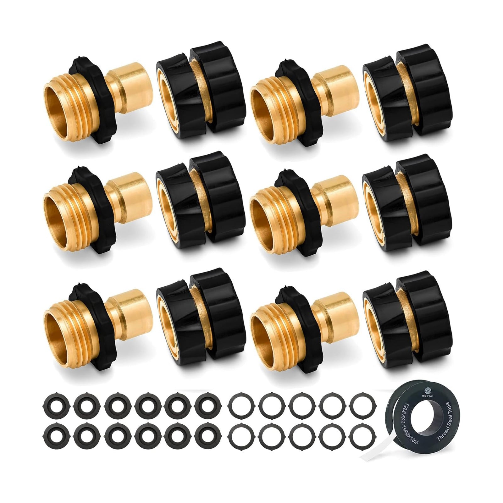 Brass Leak Resistant Garden Quick Connect & Disconnect Water Hose End Fittings, Female & Male Quick Release 3/4 Inch