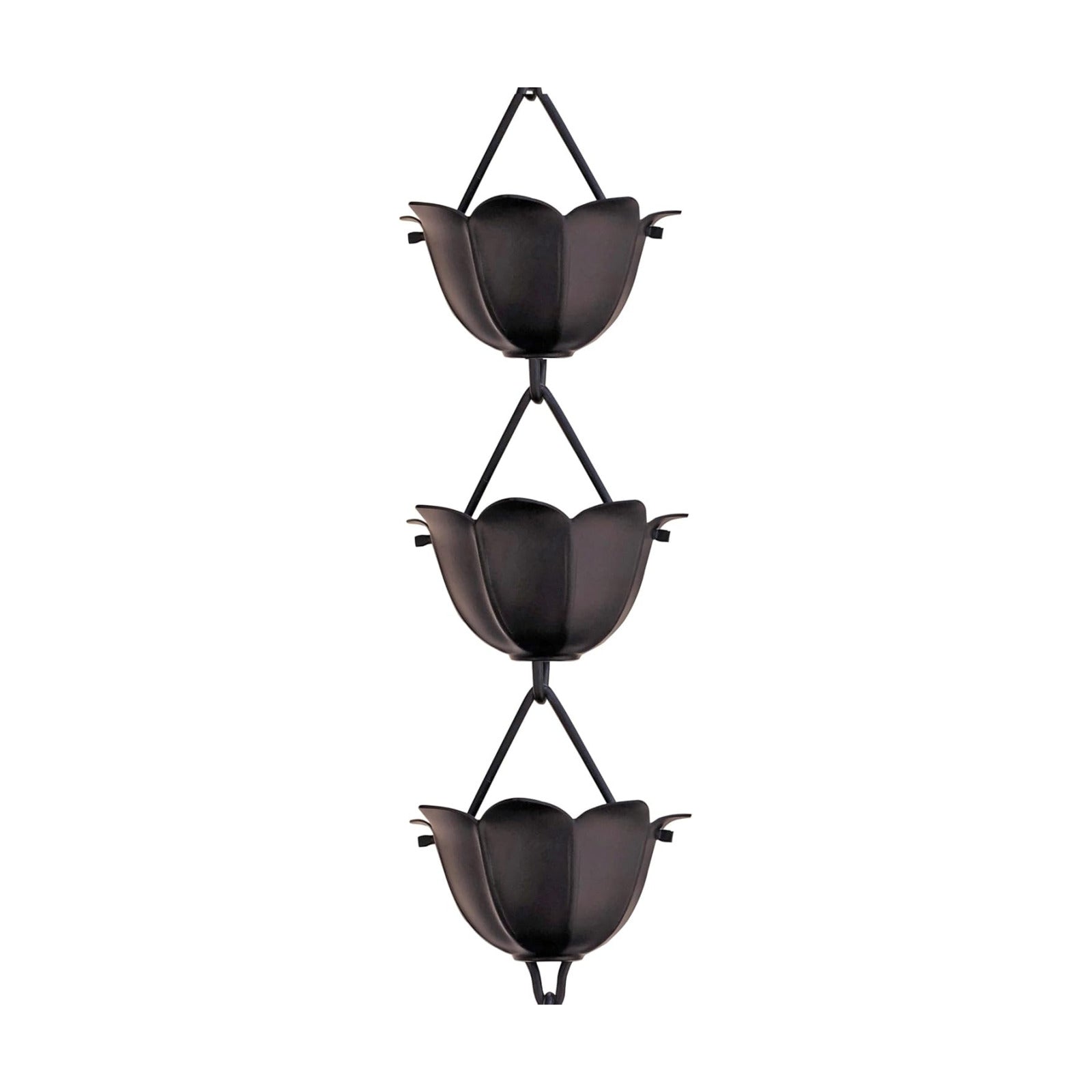 Monarch Rain Chains Aluminum Lotus Black Rain Chains for Gutters – 8.5 ft Black Decorative Rainchain Outdoor Durable