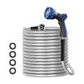 SPECILITE 50ft 304 Stainless Steel Metal Garden Hose with Nozzle | Puncture Resistant, Flexible, Never Kink & Tangle