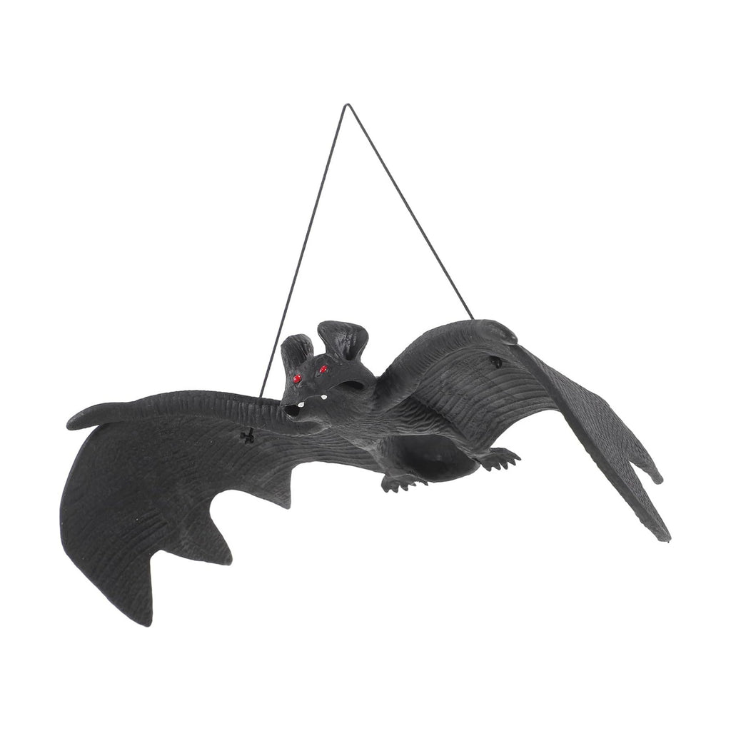 LUOEM 3 PCS Halloween Simulation Hanging Bats Realistic Looking Spooky Rubber Hanging Bats Props for Halloween Decoration (24 x 9cm)