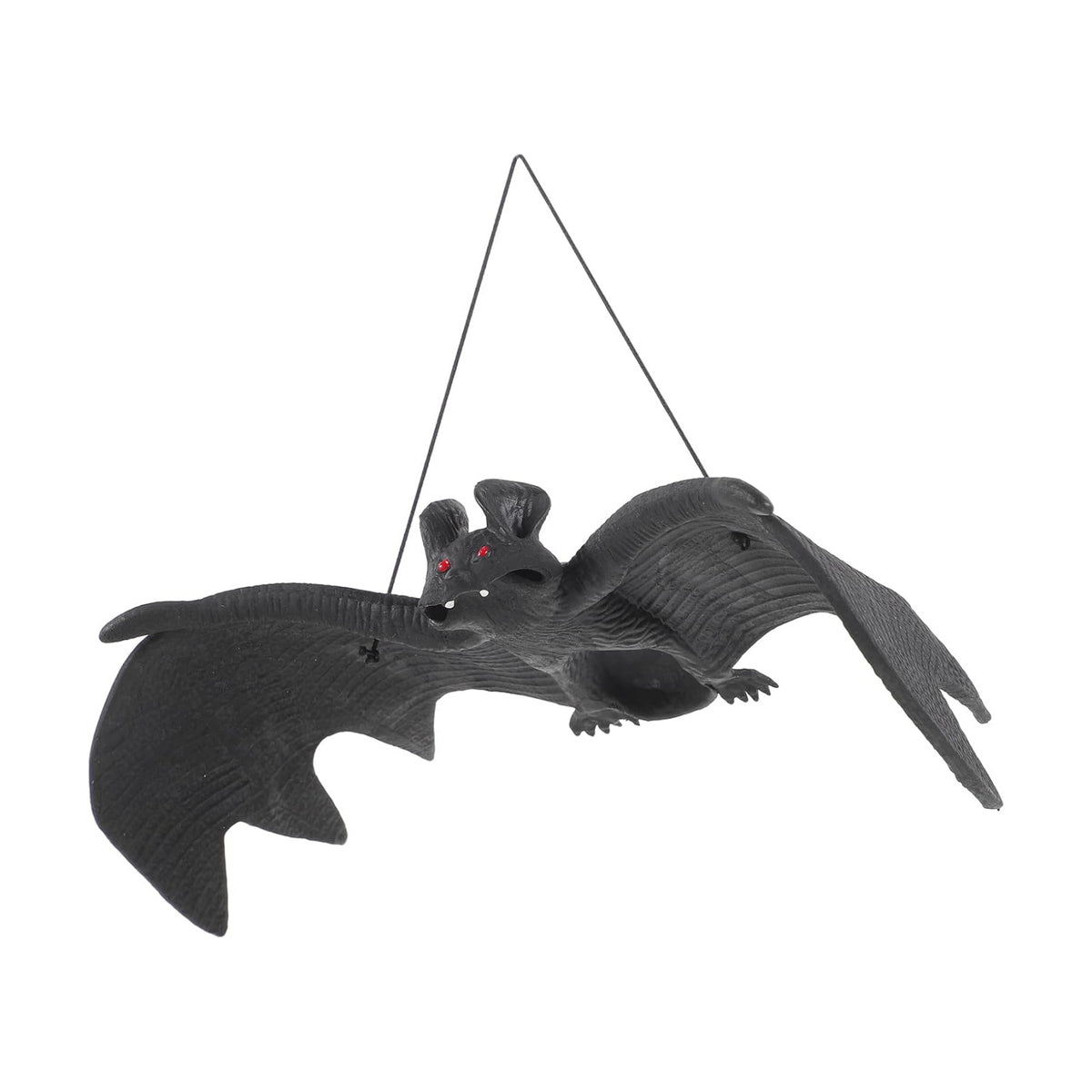LUOEM 3 PCS Halloween Simulation Hanging Bats Realistic Looking Spooky Rubber Hanging Bats Props for Halloween Decoration (24 x 9cm)