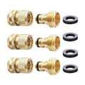 Garden Hose Quick Connect Solid Brass Quick Connector Garden Hose Fitting Water Hose Connectors 3/4 inch GHT (3 SETS)