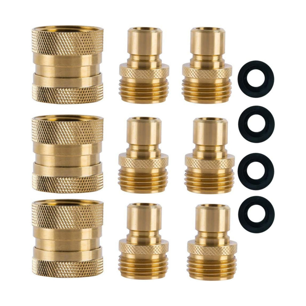 Garden Hose Quick Connect Brass Hose Quick Connectors Fitting For Garden Watering 3/4"GTH (3 Female Coupler+ 6 Male