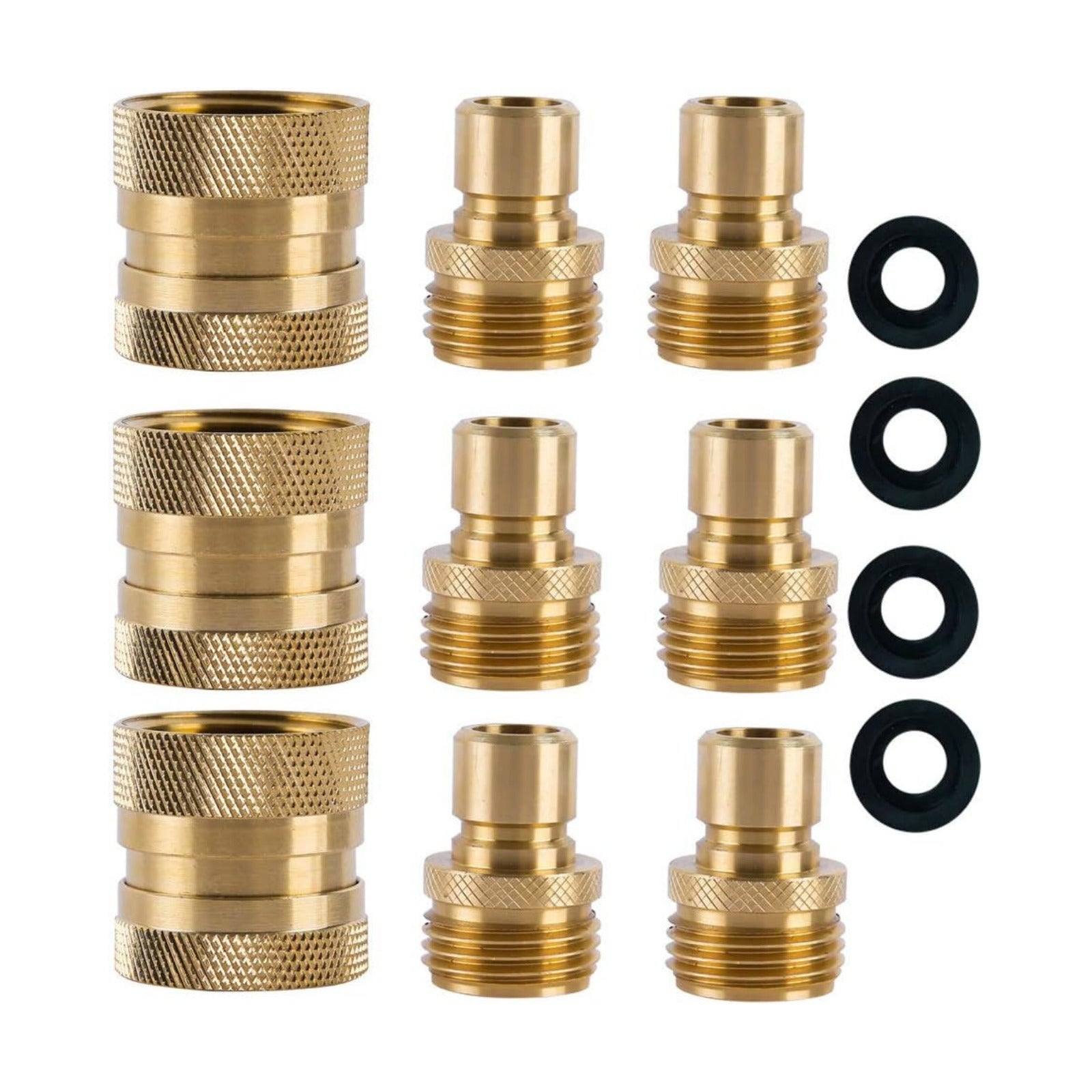 Garden Hose Quick Connect Brass Hose Quick Connectors Fitting For Garden Watering 3/4"GTH (3 Female Coupler+ 6 Male