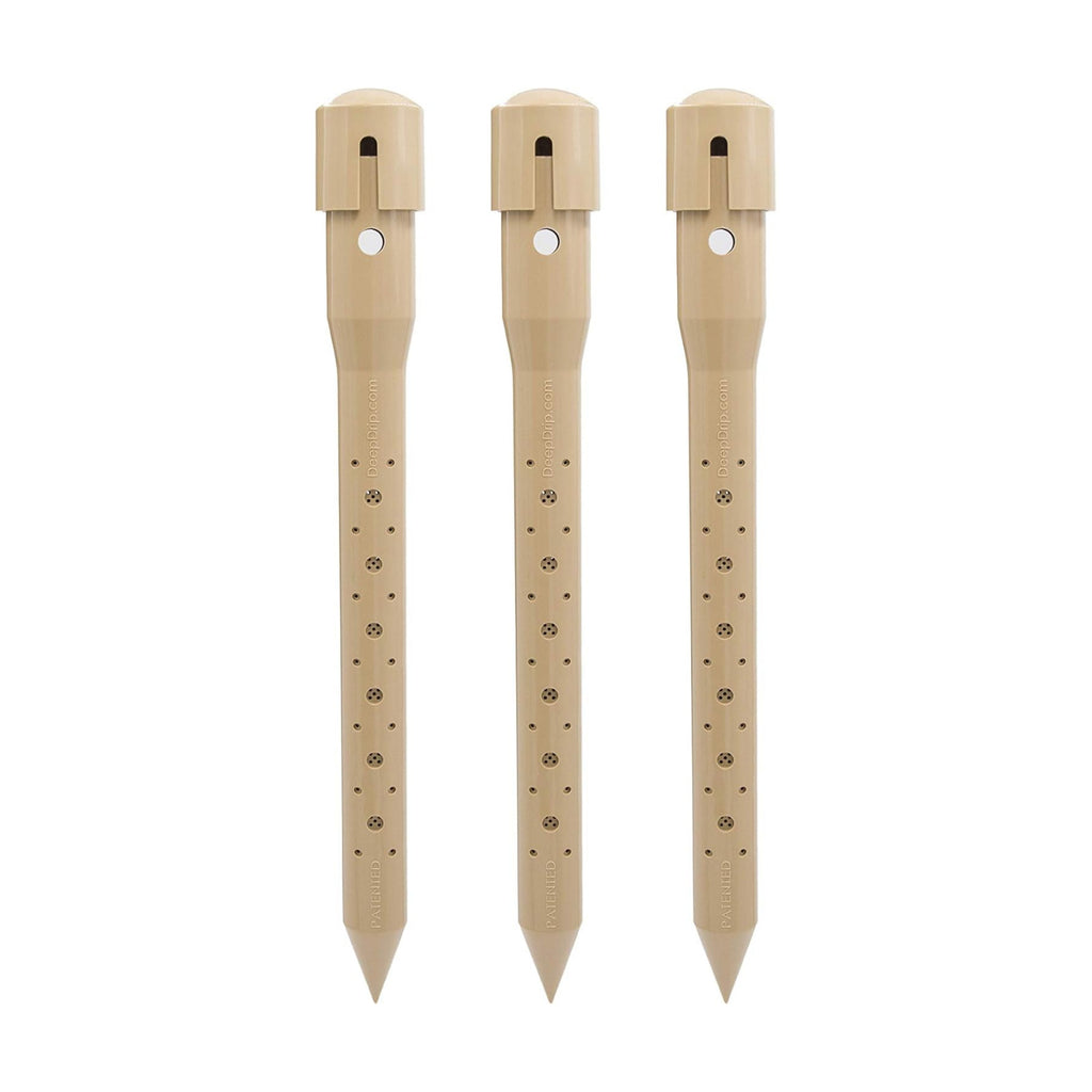 14 in. DEEP DRIP Plant Watering Stake (3 Pack) (Tan) | UV-Protected ABS Plastic Deep Root Irrigation Spike for Yard