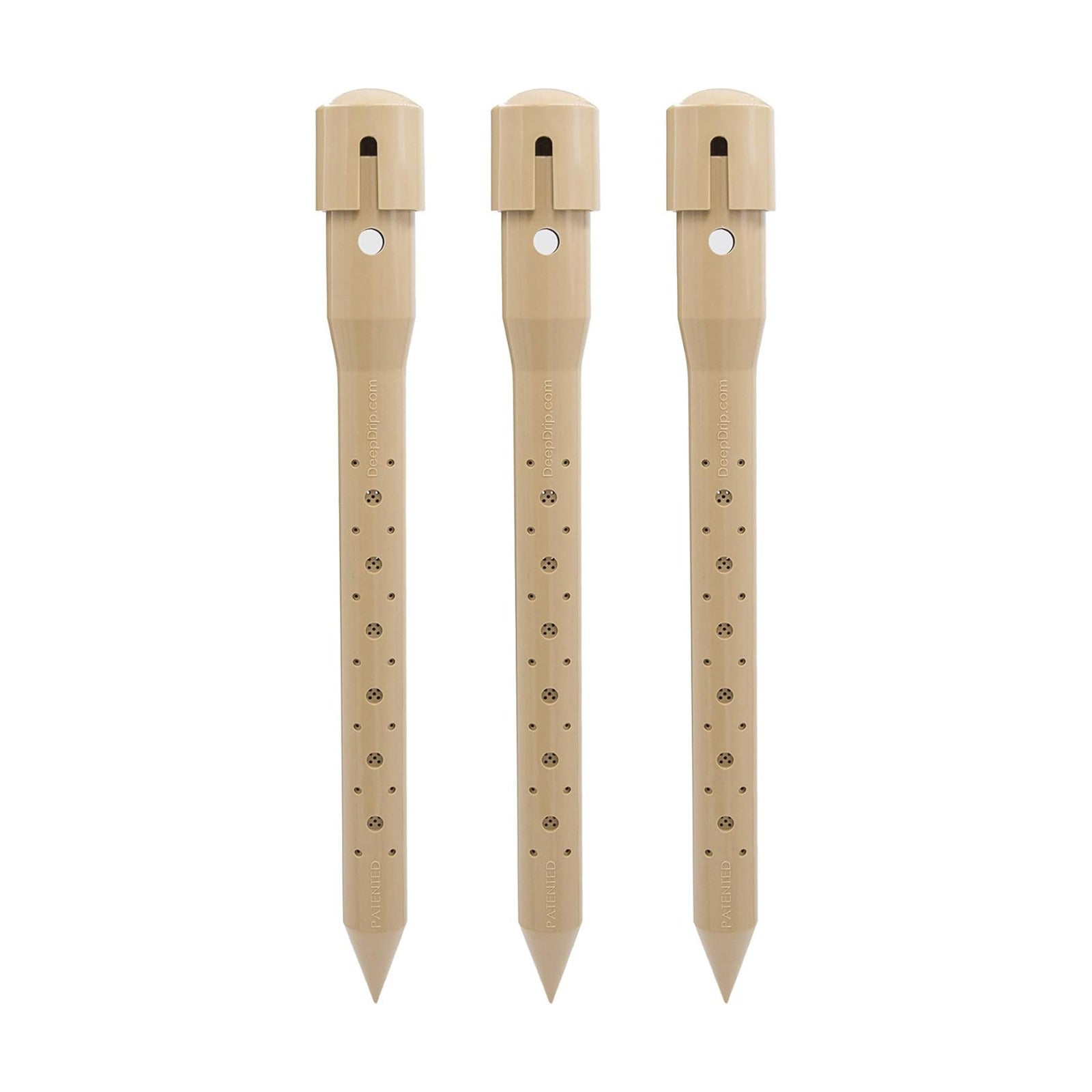 14 in. DEEP DRIP Plant Watering Stake (3 Pack) (Tan) | UV-Protected ABS Plastic Deep Root Irrigation Spike for Yard