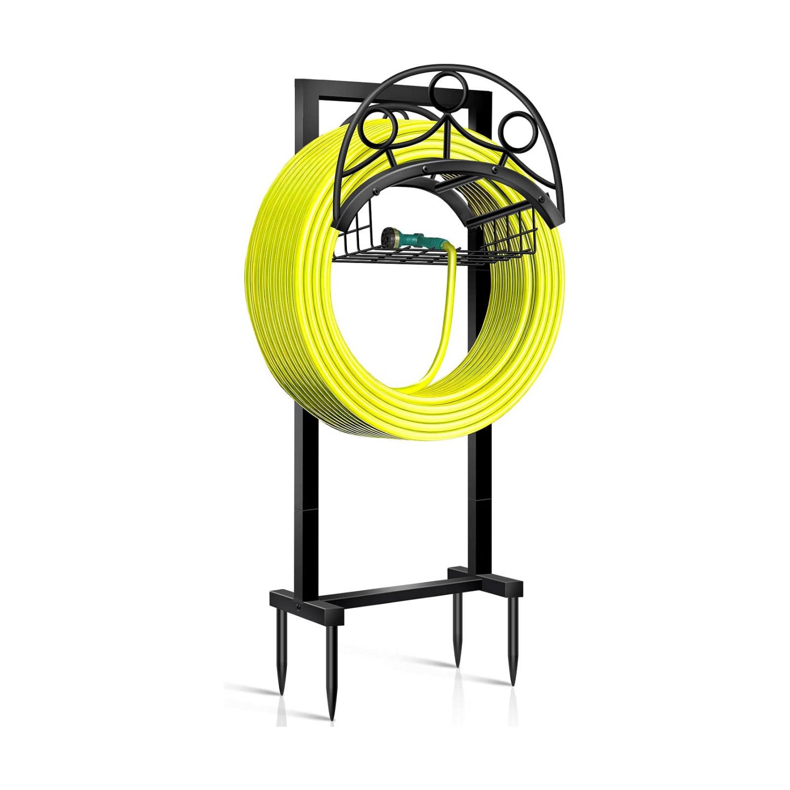Garden Hose Holder – Detachable Water Hose Holders Stand, Holds 160-Feet Hose, Freestanding Metal Hose Storage Hanger