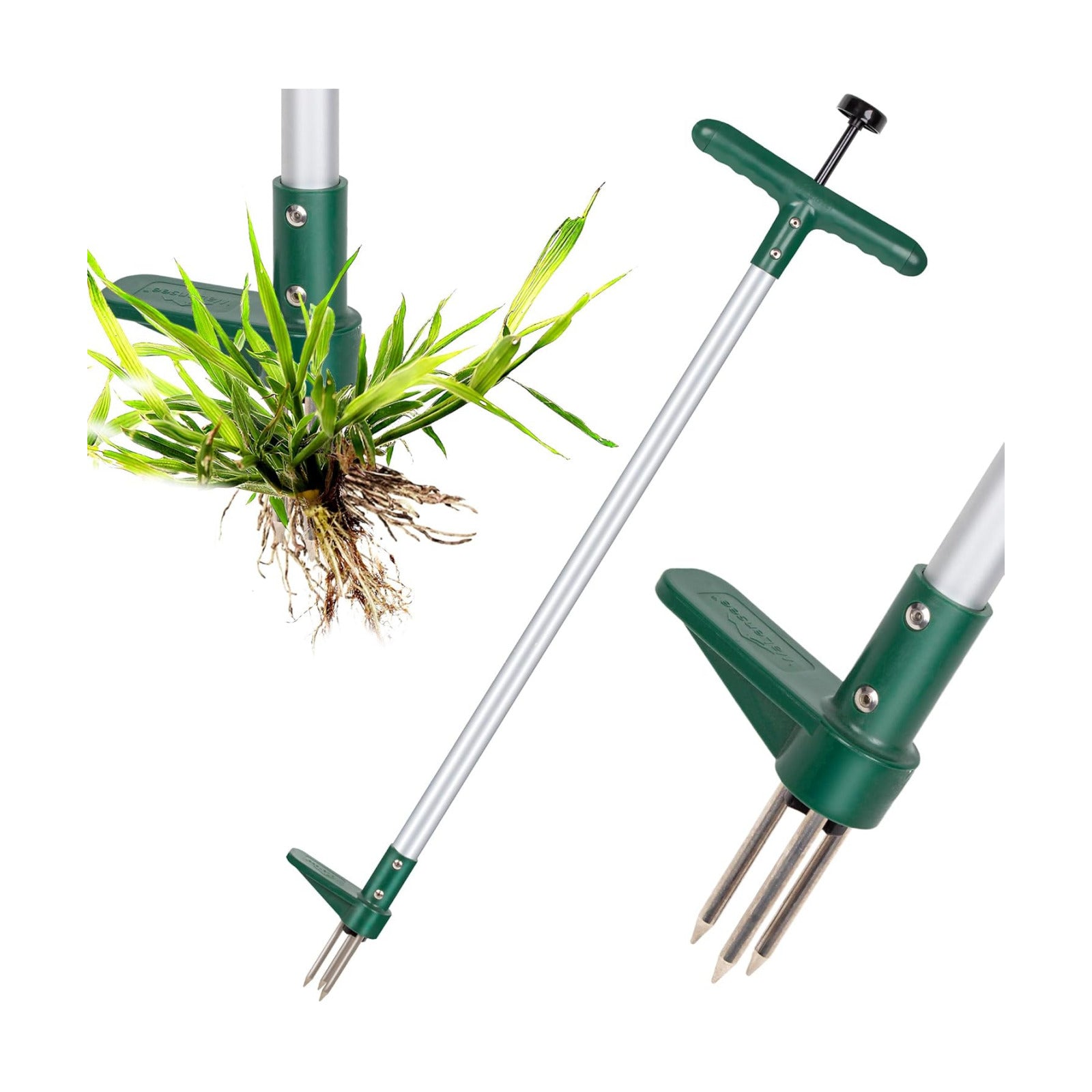 Walensee Weed Puller, Stand Up Weeder Hand Tool, Long Handle Garden Weeding Tool with 3 Claws, Hand Weed Hound Weed