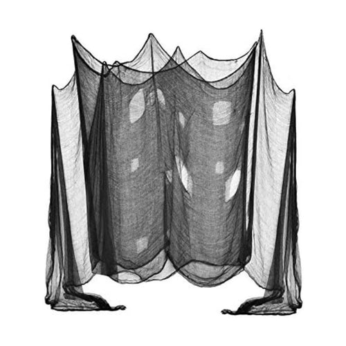 (48 x 240 in.) Halloween Creepy Cloth, Spooky Giant Cheese Cloth Tapestry for Halloween Party Supplies Decorations Outdoor Yard Home Wall Decor, Black