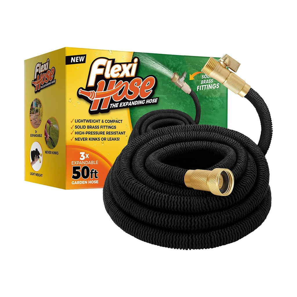 Flexi Hose Lightweight Expandable Garden Hose, 50FT - Retractable Garden Hose, Water Hose - No-Kink Flexibility, 3/4