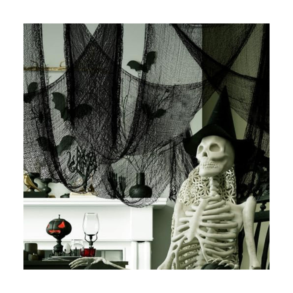 Biubee 5 Pack 30'' x 72'' Stretchy Black Creepy Cloth Halloween Decor