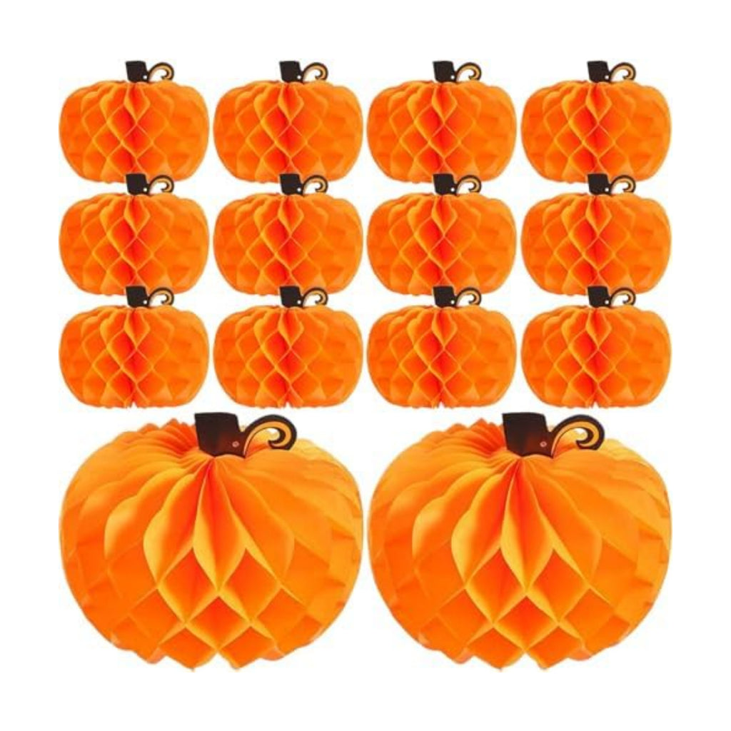 JOVITEC 6 Pack Thanksgiving Table Decor Honeycomb Pumpkins 10.2 Inch Paper Fall Hanging Pumpkin Decorations 3D Tissue Centerpieces for Halloween Birthday Wedding Party Supplies