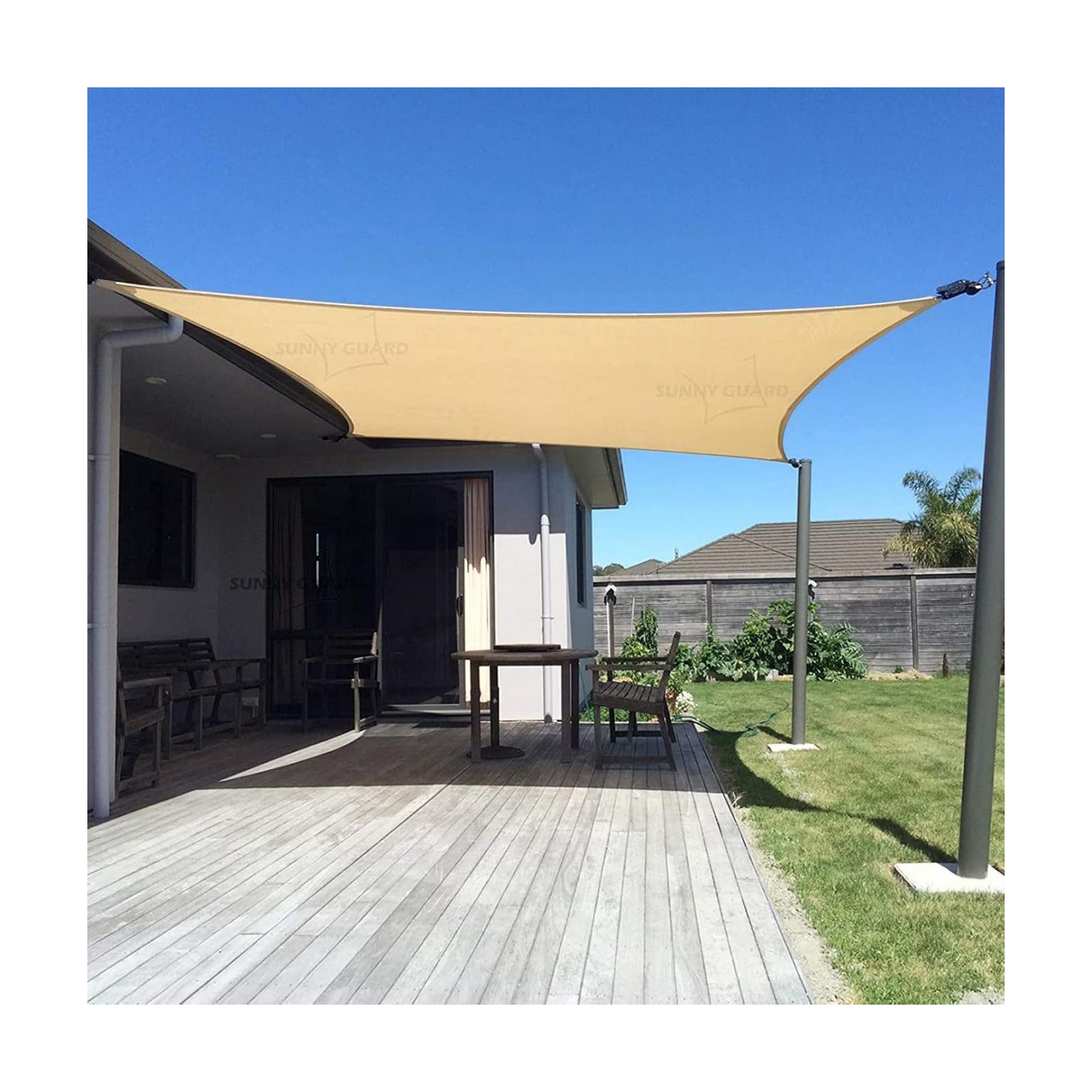 SUNNY GUARD Sun Shade Sail 10' x 13' Rectangle Sand UV Block Sunshade for Backyard Yard Deck Patio Garden Outdoor