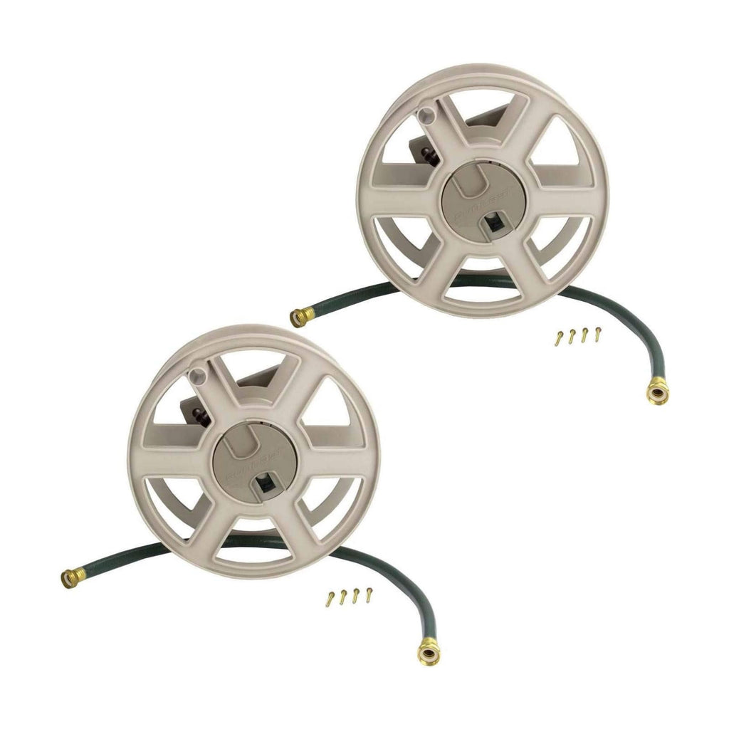 Suncast SWA100 100 Ft. Wall Mount Garden/Yard Hose Reel Side Winder (2 Pack)