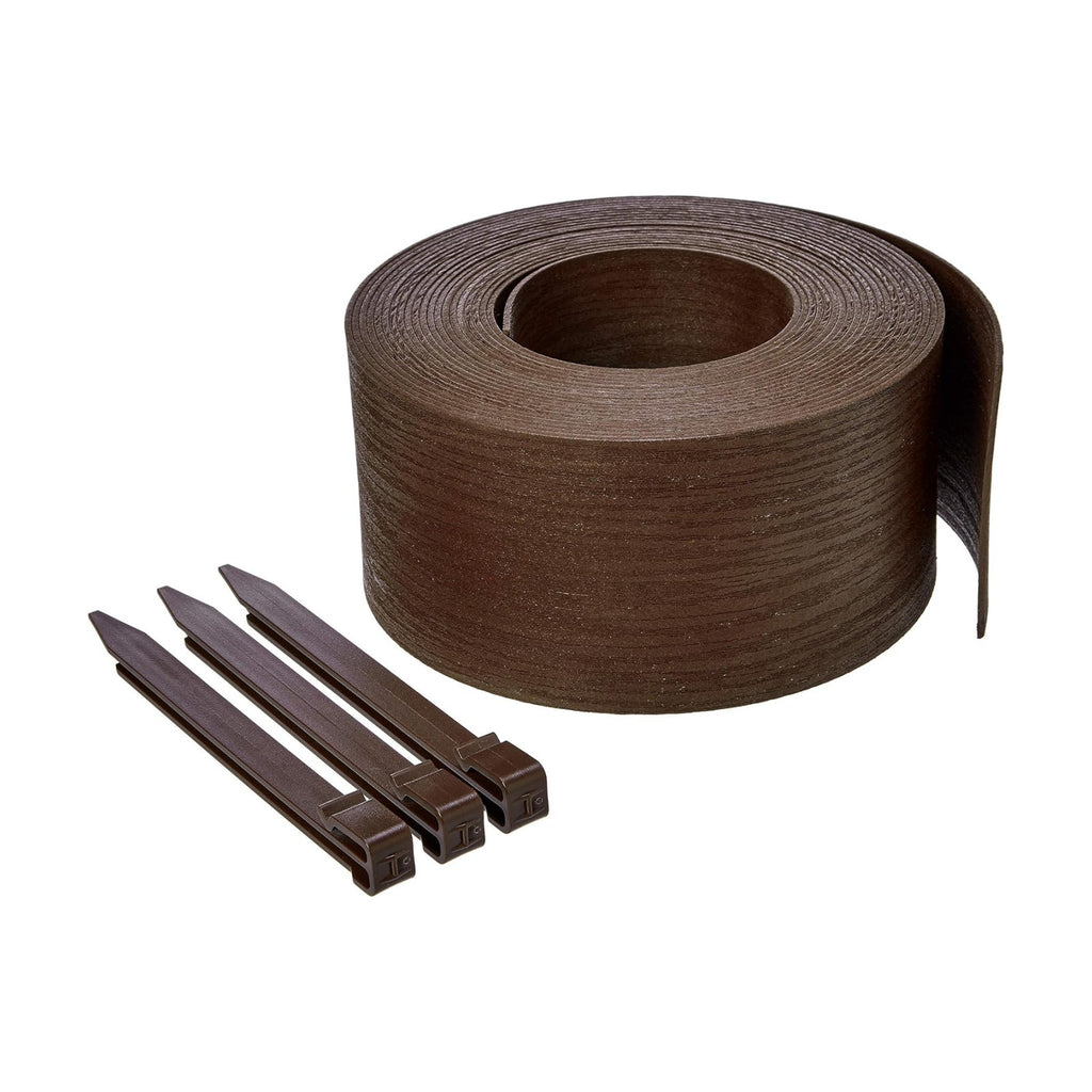 Amazon Basics Flexible Landscape Edging Coil for Garden Border, Flower Beds, Lawn and Pathways, 5 inch x 40ft, Brown
