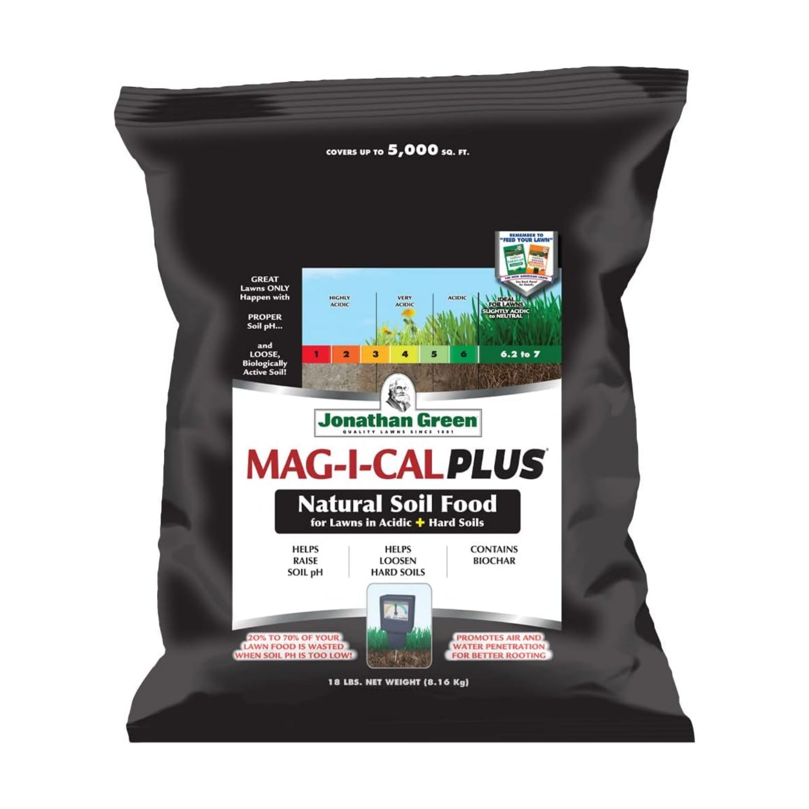 Jonathan Green (11354) Mag-I-Cal Plus Soil Food for Lawns in Acidic & Hard Soils - Soil Amendment for Grass (5,000 Sq.
