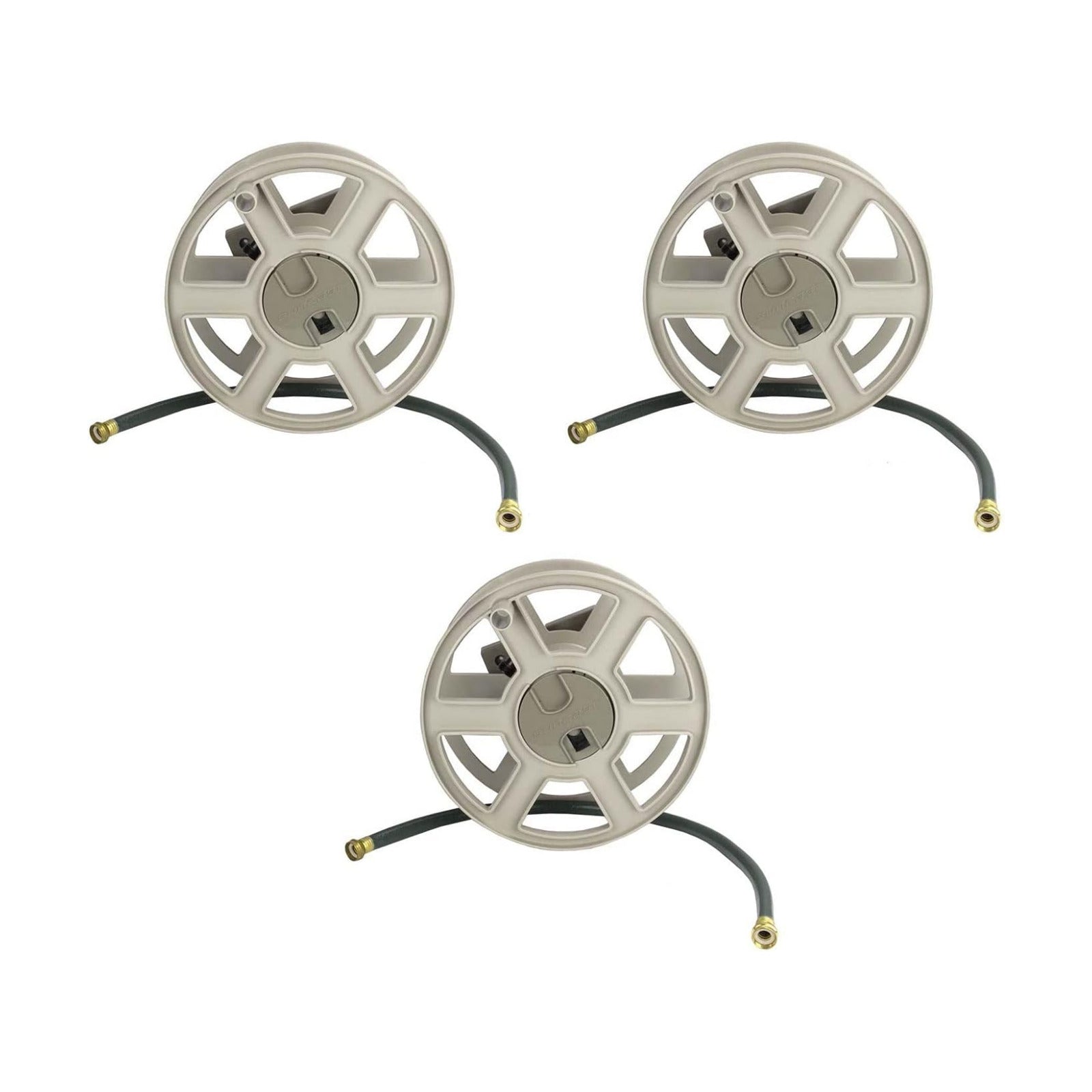 Suncast SWA100 100 Ft. Wall Mount Garden/Yard Hose Reel Side Winder (3 Pack)