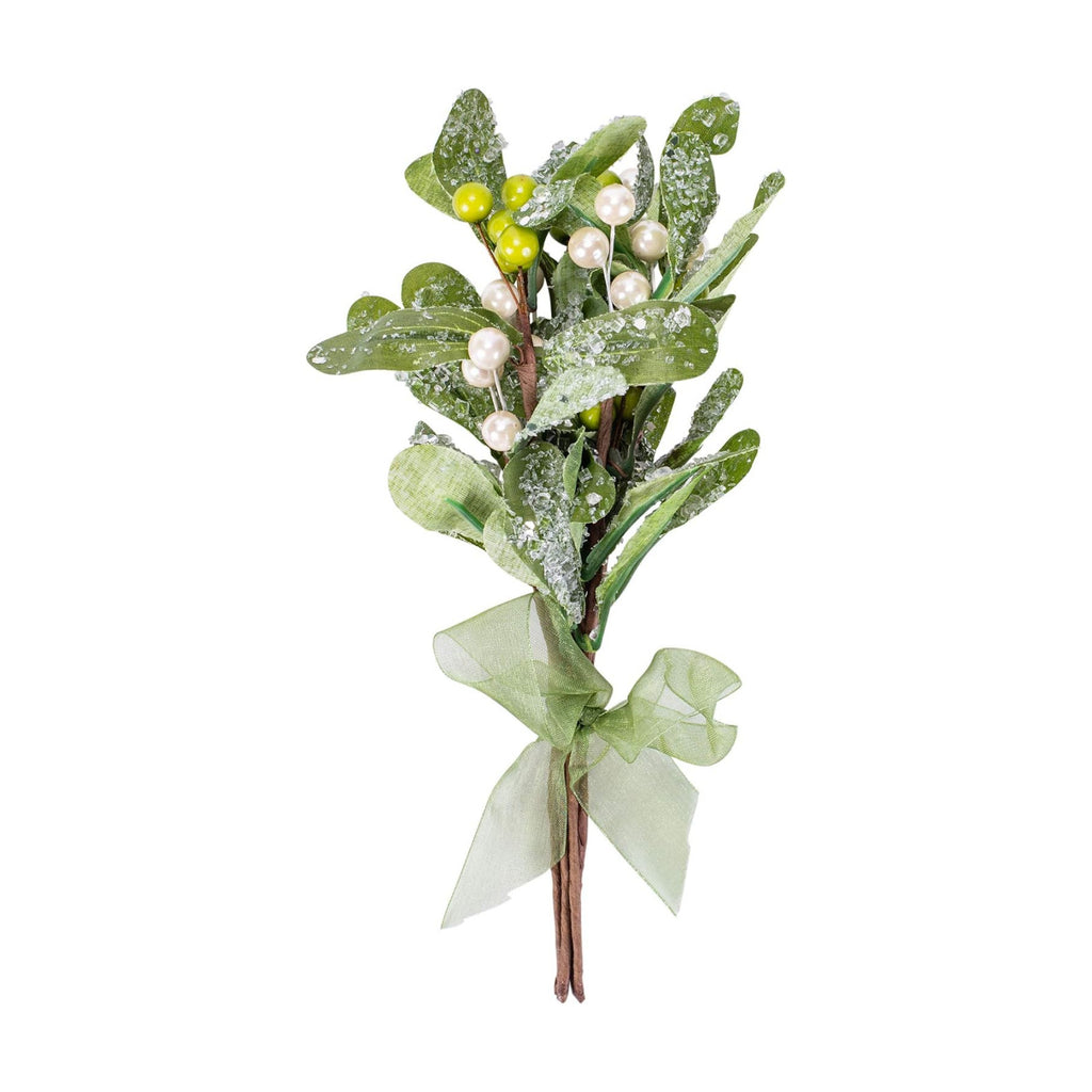 Elanze Designs Mistletoe Berry Festive Green 10 inch Artificial Christmas Flower Sprig