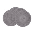 SHACOS Round Placemats Set of 4 Round Braided Placemats 15 inch Cotton Polyester Woven Table Placemats for Dining Table Holiday Party (Black Gray, 4)