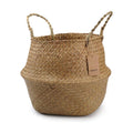 DOKOT Seagrass Plant Basket with Handles, Wicker Woven Storage Basket (8.3inch Diameter x 9inch Height), Natural