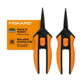 Fiskars 6" Non-Stick Pruning Snips, Resin-Resistant Garden Scissors, 2-Pack | Garden Shears for Weeds, Flower Buds &