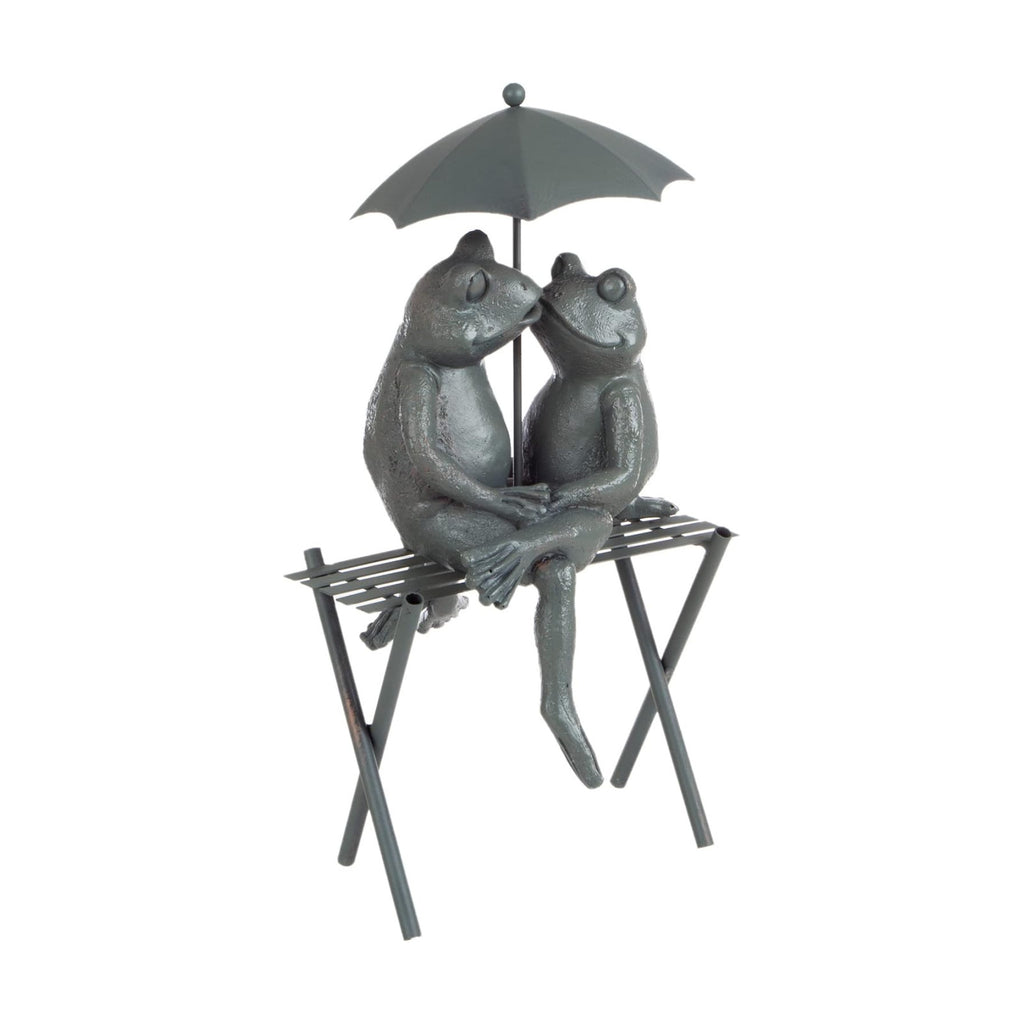Pure Garden Resin Whimsical Frog Couple Statue, Bronze, 8" x 6.25" x 14.5" | Romantic Animal Figurine for Outdoor