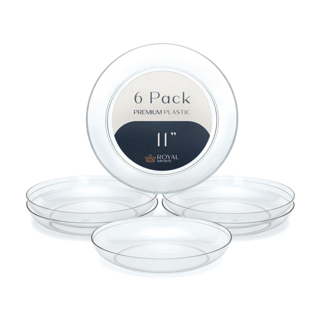 Royal Imports Clear Plant Saucer, Floral Plastic Plates Plant Tray 11" 6pk | Plant Saucers for Indoors Heavy-duty