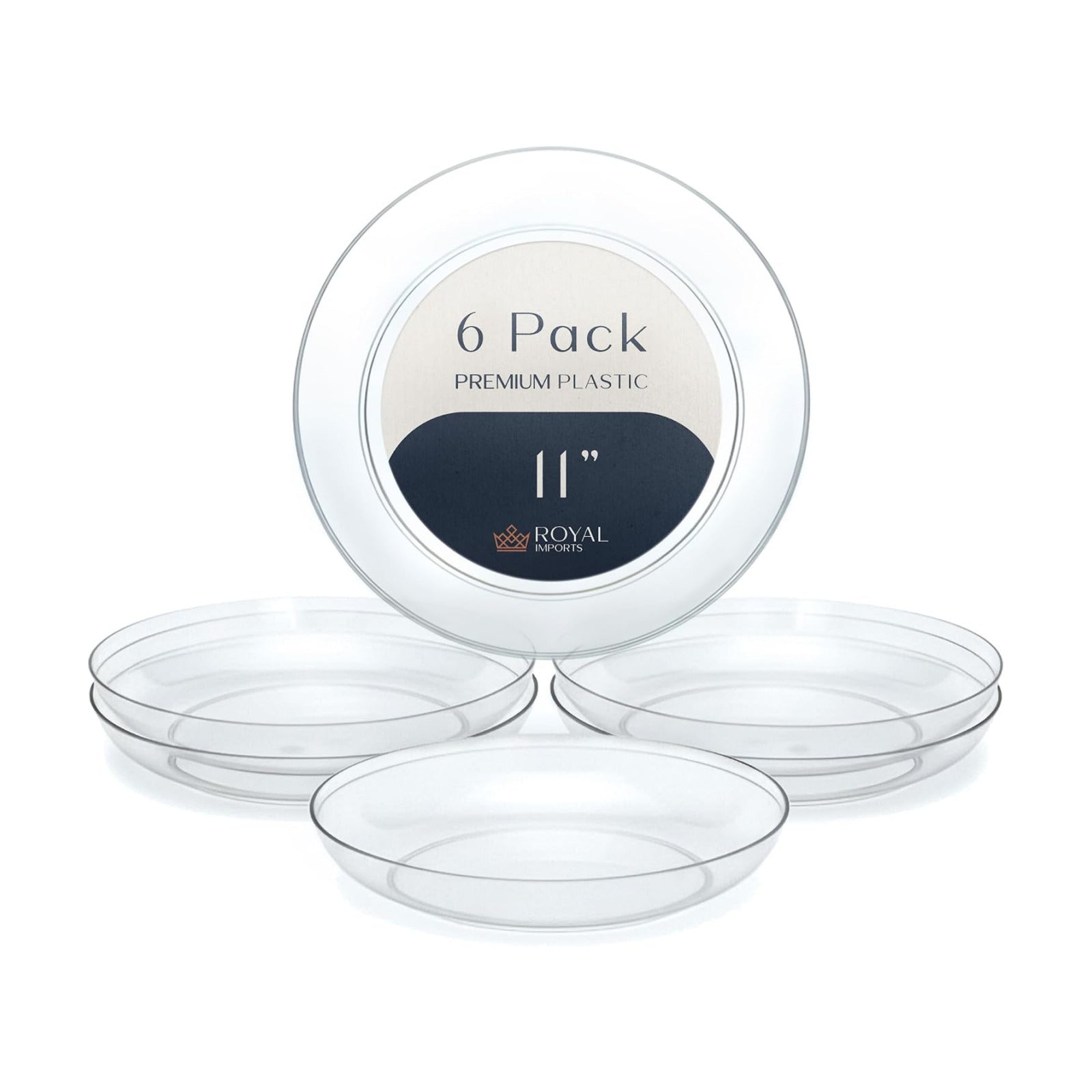 Royal Imports Clear Plant Saucer, Floral Plastic Plates Plant Tray 11" 6pk | Plant Saucers for Indoors Heavy-duty
