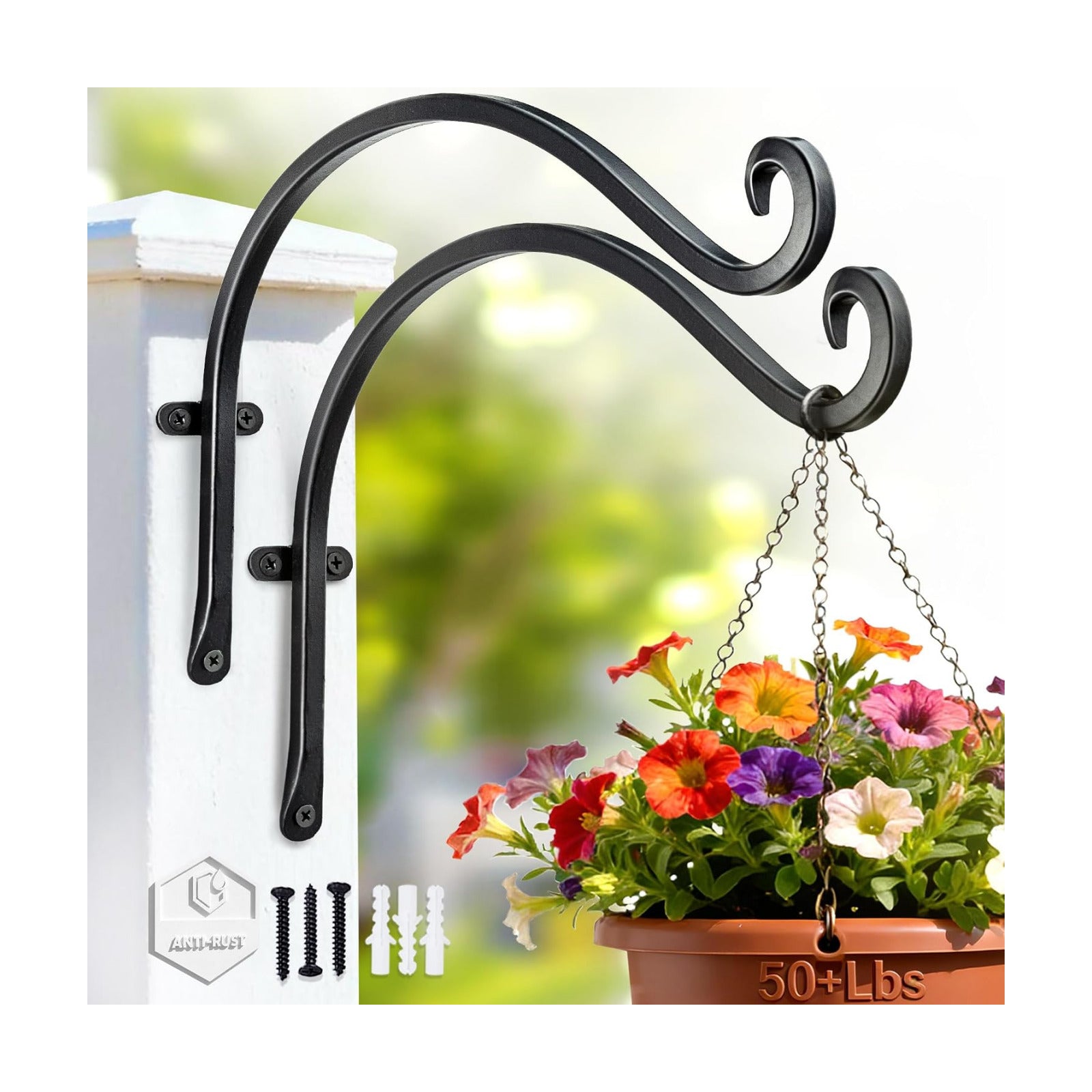 AJART Heavy-Duty Plant Hanger Outdoor: 12" / 2 Pieces Hanging Plant Bracket | Can Hold 50 Lbs Plant Basket or Large