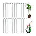 Plant Support Stakes, 20 Pack 24 Inch Metal Rings for Flower Stems | Green powder-coated hoops cradle top-heavy blooms
